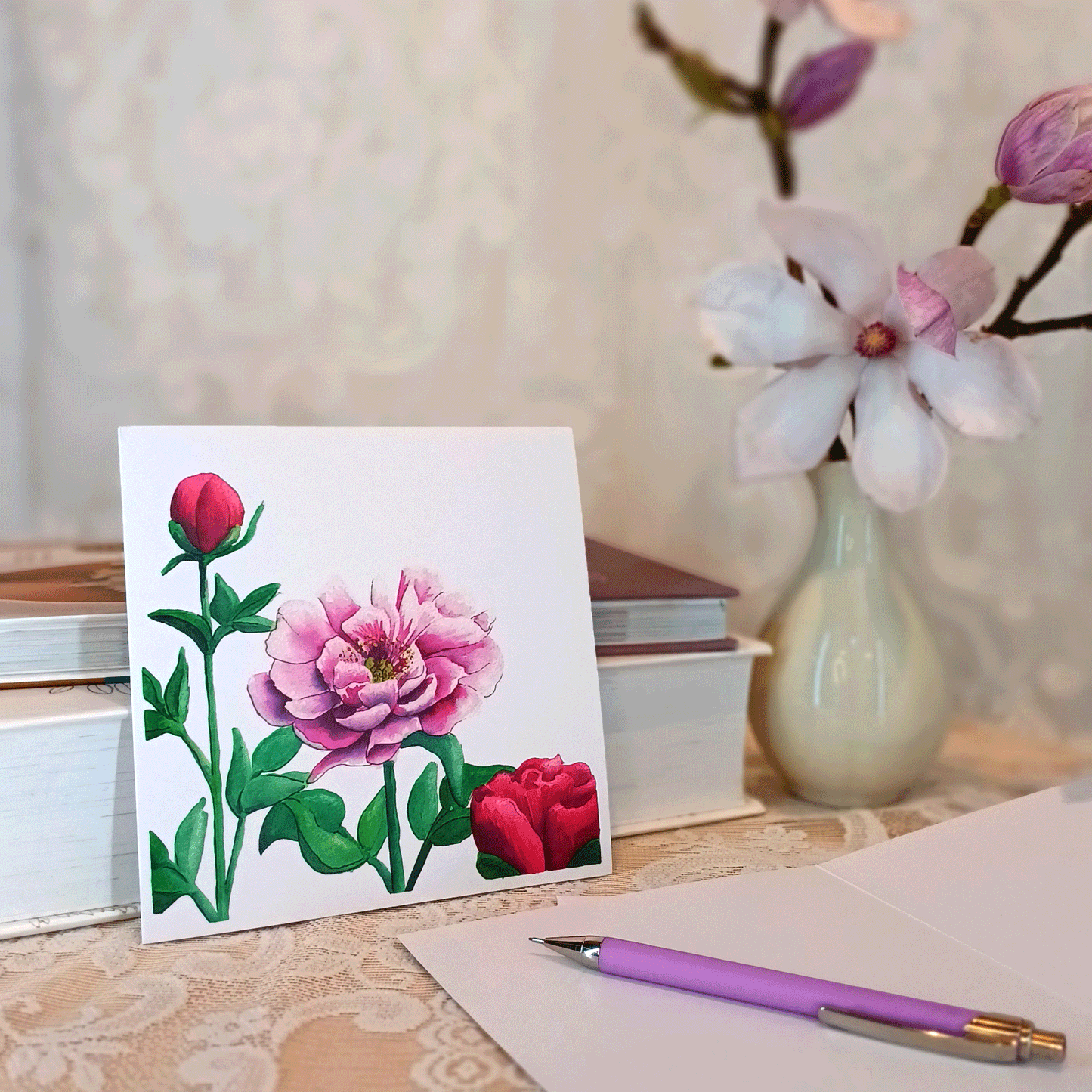 Peony deluxe card